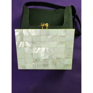 Vintage 1950s Volupte Mother of Pearl Minaudiere Carryall Compact Purse Case